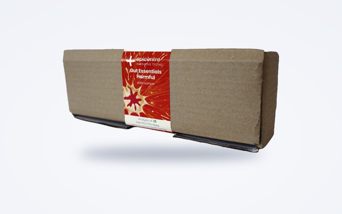 The Epicentre Gut Essentials Harmful Microbes home test kit box